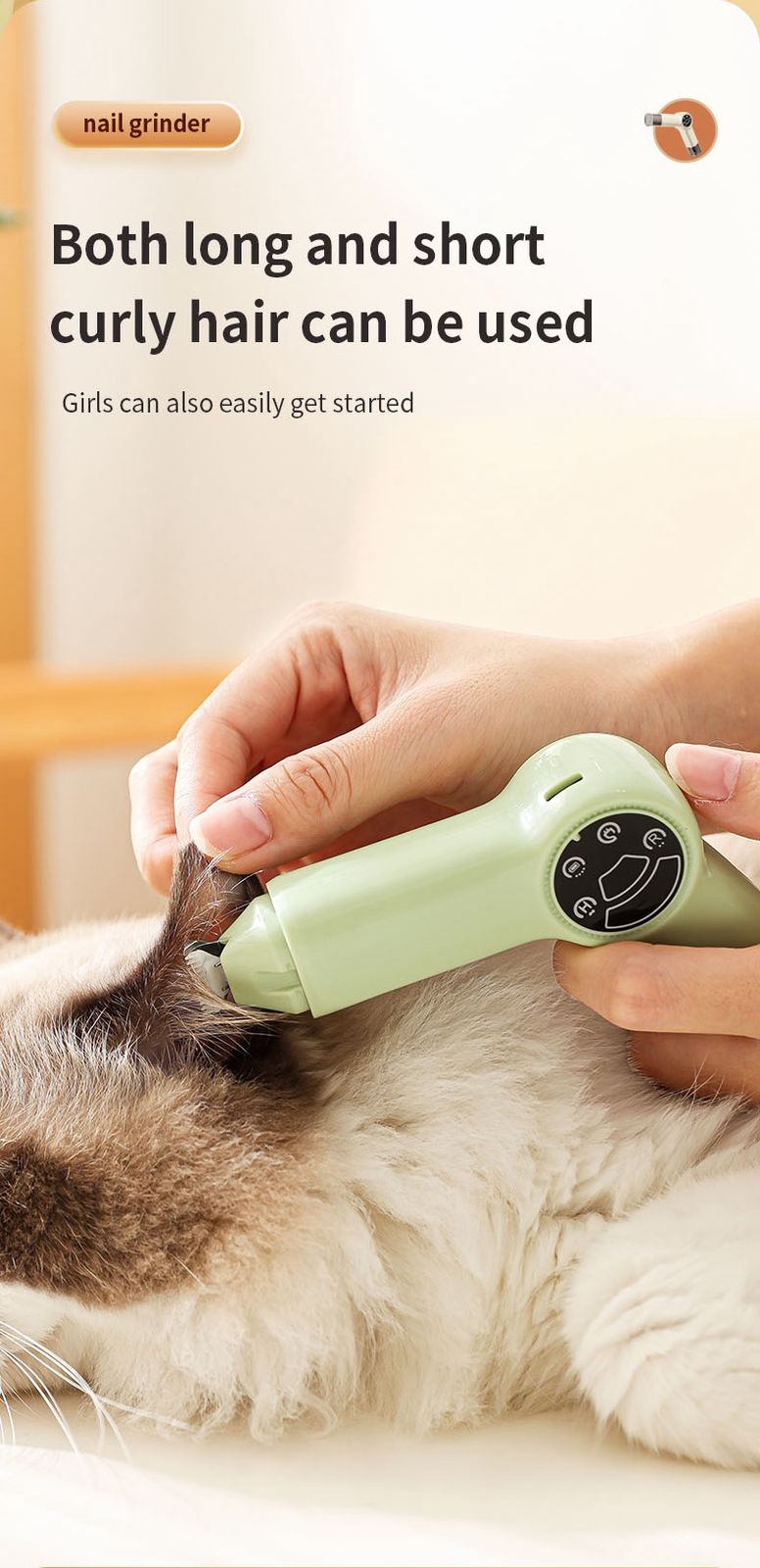 Rechargeable Pet Nail Grinder & Trimmer with LED light